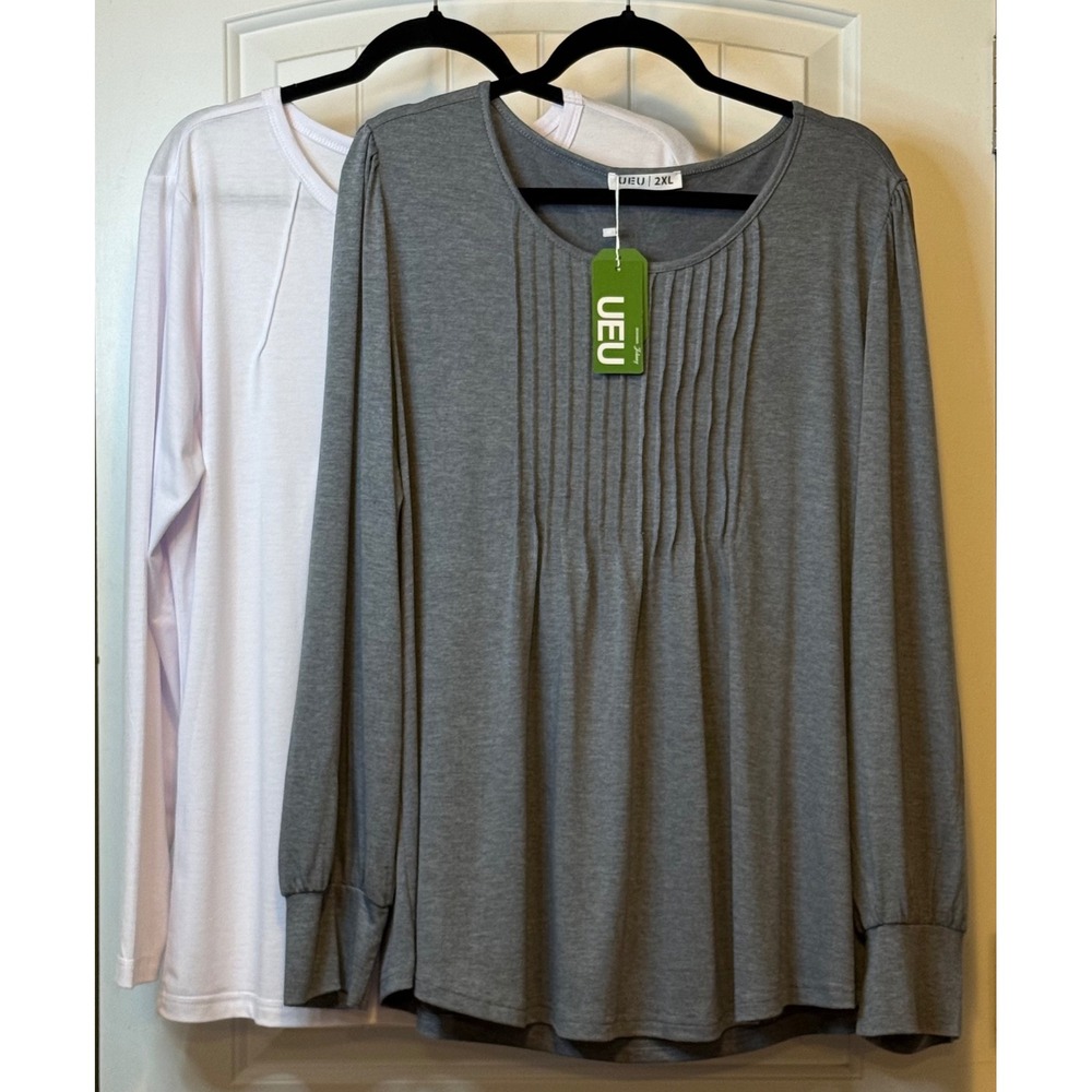 UE Women's Gray and White Long Sleeve Tops